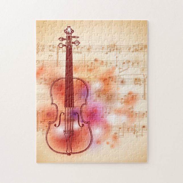Puzzle Dibujo en el fondo de la acuarela del violín (Vertical)