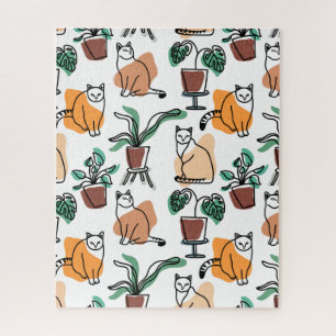 Puzzle Dibujo en línea de gatos y flores