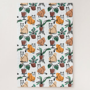 Puzzle Dibujo en línea de gatos y flores