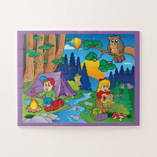 Puzzle Dibujos animados divertidos de camping