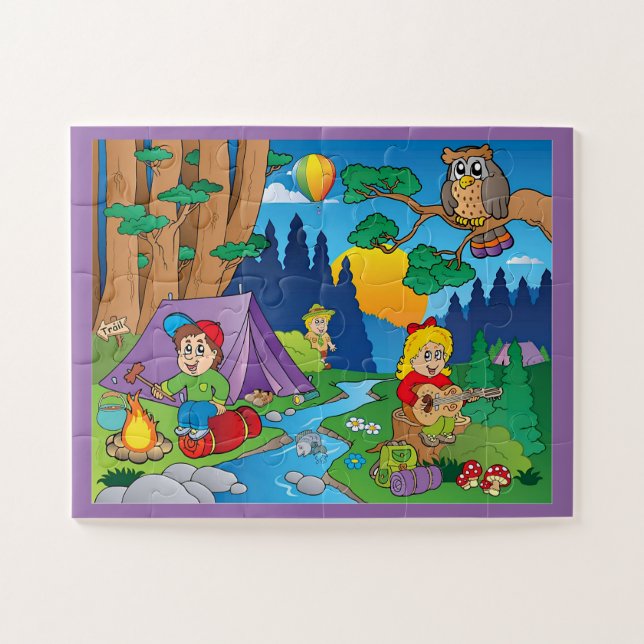 Puzzle Dibujos animados divertidos de camping (Horizontal)