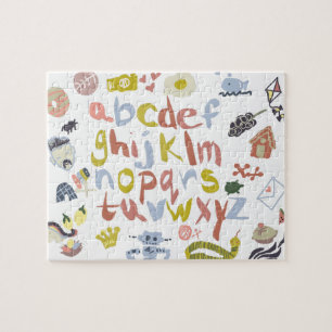Puzzle Dibujos Del Alfabeto De Niños Coloridos Letras Min