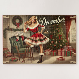 Puzzle Diciembre Navidades retro alarde Chica de Pin-Up J