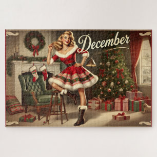 Puzzle Diciembre Navidades retro alarde Chica de Pin-Up J