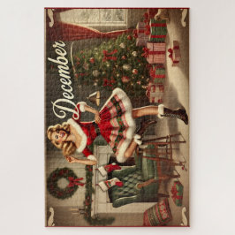 Puzzle Diciembre Navidades retro alarde Chica de Pin-Up J