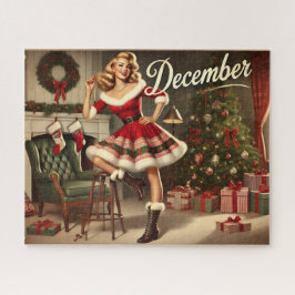 Puzzle Diciembre Navidades retro alarde Chica de Pin-Up J