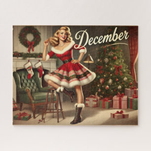 Puzzle Diciembre Navidades retro alarde Chica de Pin-Up J