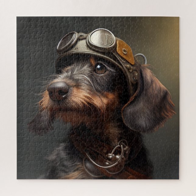 Puzzle Dieselpunk Wirehaded Dachshund Steampunk Goggles (Vertical)