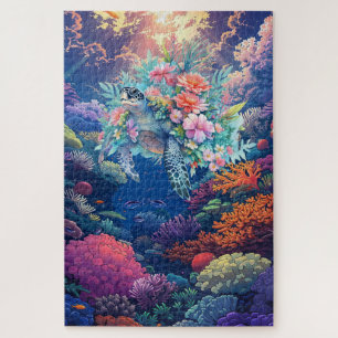 Puzzle Difícil acuarela de tortuga marina Coral Reef Ocea