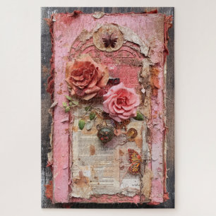 Puzzle Difícil Descomposición Floral Rosa Inspirada
