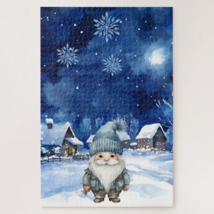 Puzzle Difícil Navidades Blue Winter Village & Gnome