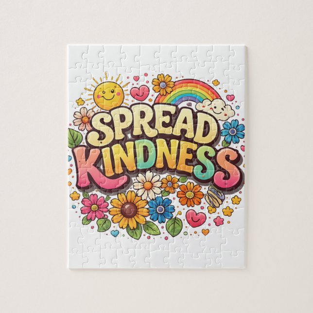 Puzzle Difunde la amabilidad – Lindo arcoíris floral (Vertical)