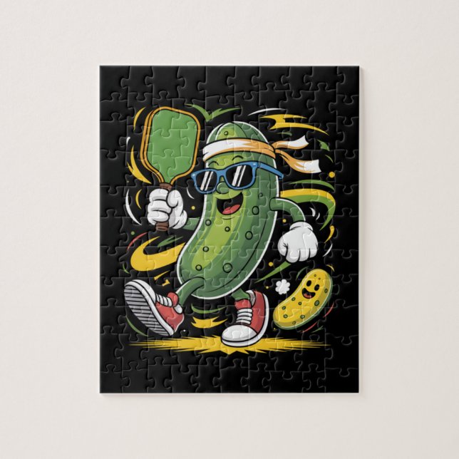 Puzzle Dill pickle jugando pickleball (Vertical)