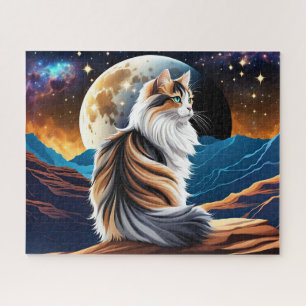 Puzzle Diluir el gato de Calico y la luna del desierto