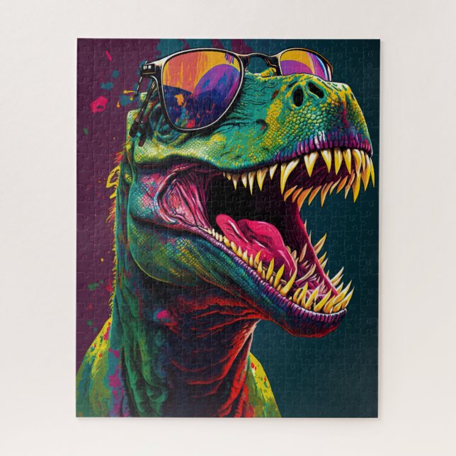 Puzzle Dinosaur T Rex Guay Blue Green JurassiPoster (Vertical)