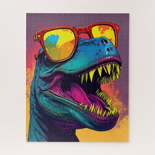 Puzzle Dinosaur T Rex Guay Naranja Azul (Vertical)