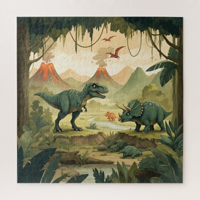 Puzzle Dinosaur World T-Rex Triceratop Stegosaurus (Vertical)