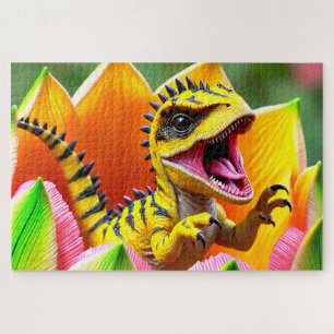 Puzzle Dinosaurio amarillo rugido