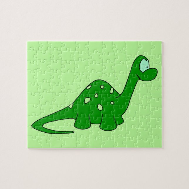 Puzzle Dinosaurio de dibujos animados verde (Horizontal)