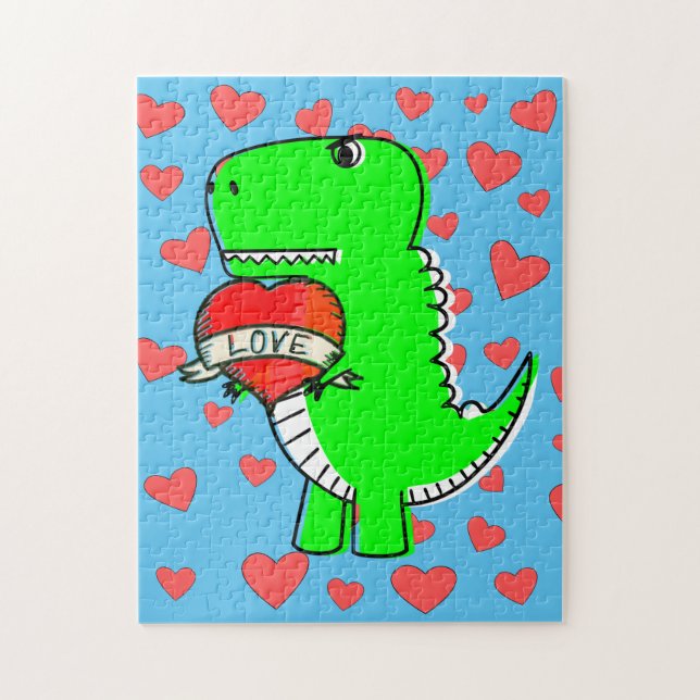 Puzzle Dinosaurio Día de San Valentín lindo (Vertical)