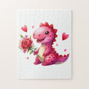 Puzzle Dinosaurio El día de San Valentín lindo