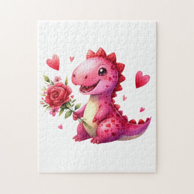 Puzzle Dinosaurio El día de San Valentín lindo (Vertical)