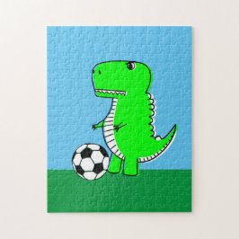 Puzzle Dinosaurio Verde Ama el Fútbol