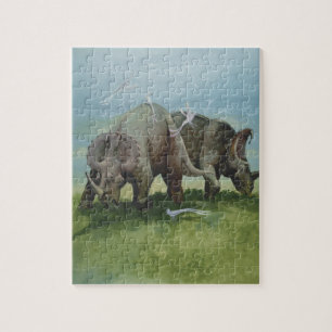 Puzzle Dinosaurios antiguos, Centrosaurus pastando en pra