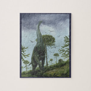 Puzzle Dinosaurios Antiguos, Sauroposeidon con Aves Volan