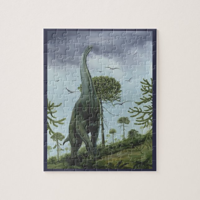 Puzzle Dinosaurios Antiguos, Sauroposeidon con Aves Volan (Vertical)