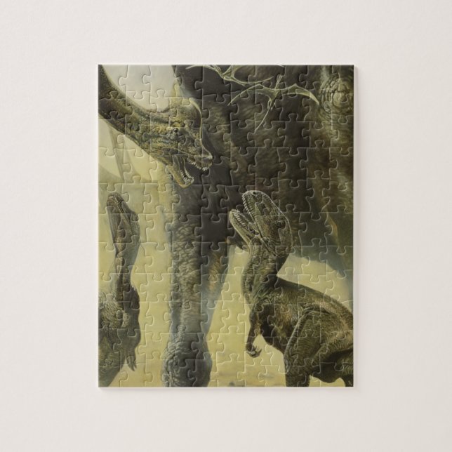 Puzzle Dinosaurios antiguos, Torvosaurus y Brachiosaurus (Vertical)