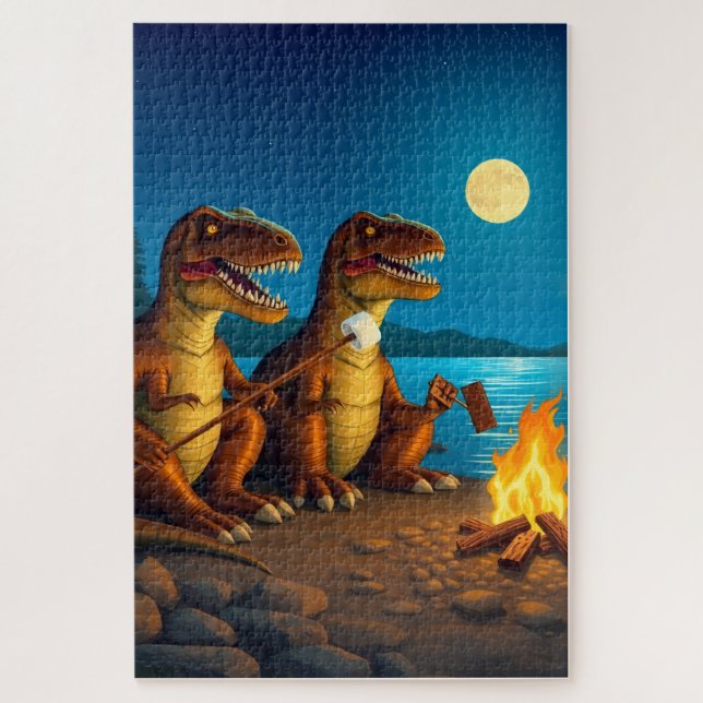 Puzzle Dinosaurios asando malvaviscos (Vertical)