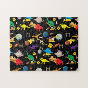 Puzzle Dinosaurios astronautas de la construcción en el e