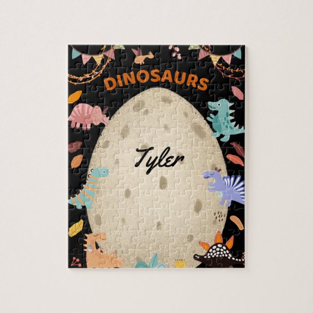 Puzzle Dinosaurios de acuarela adorable con huevo de Dino (Vertical)