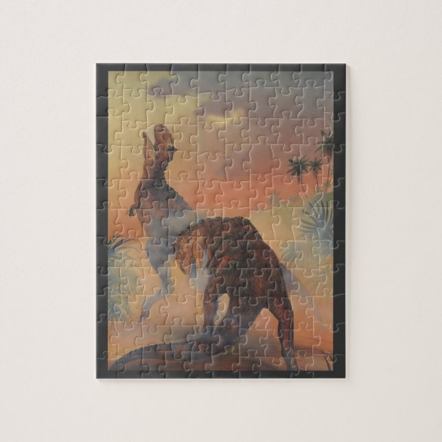 Puzzle Dinosaurios de época, carnotaurus rugiendo en la j (Vertical)