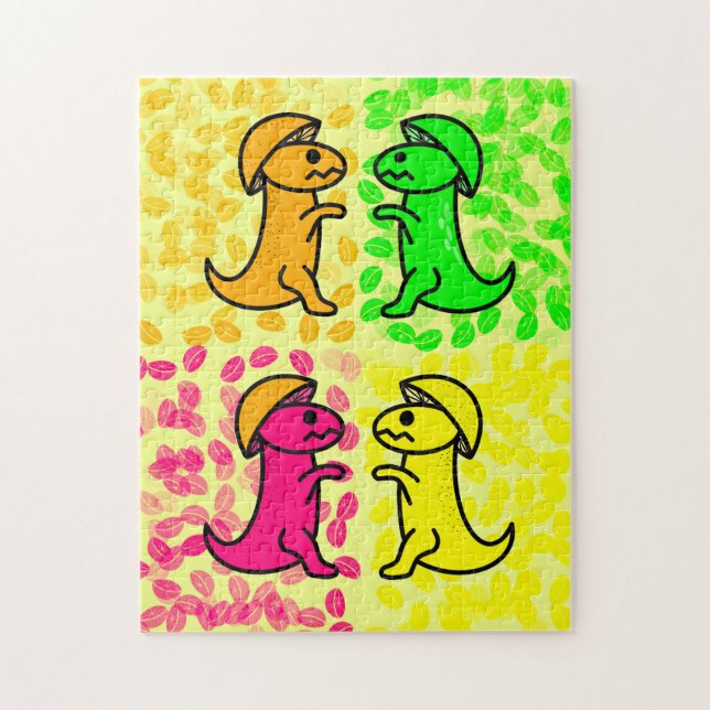 Puzzle Dinosaurios de Frutas Cítricas (Vertical)