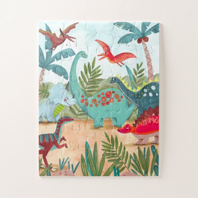 Puzzle Dinosaurios lindos niños pre-históricos de la jung (Vertical)