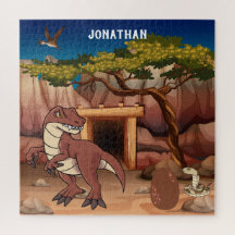 Dinosaurios monogramados en la jungla marrón lindo