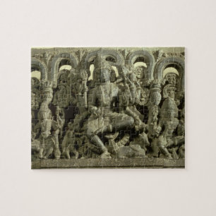 Puzzle Dintel que representa la trinidad: Siva, Brahma y