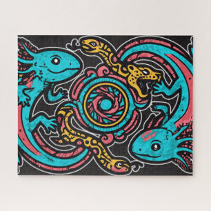 Puzzle Dios Azteca Xolotl Luchando Arte Tribal de Batalla