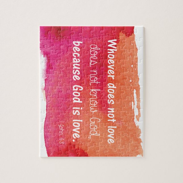 Puzzle Dios es amor acuarela pintura bíblica verso (Vertical)