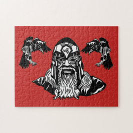Puzzle Dios Odin de los nórdises con el suyo Ravens
