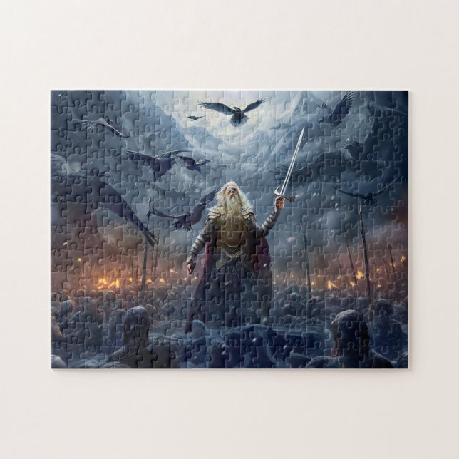 Puzzle Dios Odín guía a los guerreros Einherjer de Asgard (Horizontal)