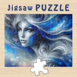 Puzzle Diosa Celestial Cabeza Azul Blanco Febrero -