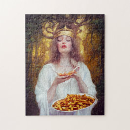 Puzzle Diosa con un plato lleno de arte de IA poutine
