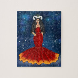 Puzzle Diosa De Zodiac Aries En Celeste Azul
