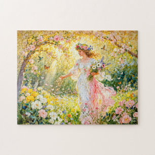 Puzzle Diosa griega Flores en jardín