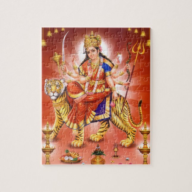 Puzzle Diosa hindú Durga Tiger (Vertical)