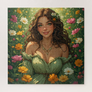 Puzzle Diosa Ninfa de la Naturaleza de Verano en Vestido
