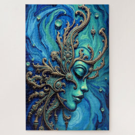 Puzzle Diosa oceánica: Cara mística de Art Nouveau